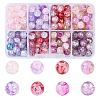 192Pcs 24 Styles Baking Paint Crackle Glass Bead Strands DGLA-YW0001-30-1