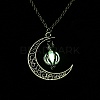 Luminous Alloy Locket Pendant Necklaces NJEW-F284-05A-1