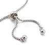 Brass Pave Clear Cubic Zirconia Flat Round Box Chain Slider Bracelets BJEW-B094-12A-P-3