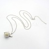 1Strand Trendy Women's Long Rolo Chain Brass Ball Pendant Necklaces X-NJEW-L084-03-1
