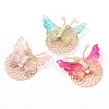 Handmade Glitter Powder Glass Wire Wrapped Pendants PALLOY-JF00458-1