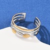 304 Stainless Steel Double Color Cuff Rings RJEW-S635-01GP-10-1