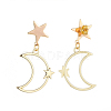 Star & Moon Dangle Stud Earrings X-EJEW-JE04062-01-2