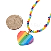 Rainbow Heart Plastic Stripe Pendant Necklaces NJEW-JN04898-4