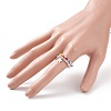 2Pcs 2 Style Glass & Brass Beaded Stretch Finger Rings with Charms for Women RJEW-JR00480-3