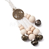 Iron Bell & Wood Beads Pendant Decorations HJEW-JM02505-02-4