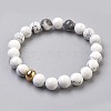 Natural Howlite Beads Stretch Bracelets BJEW-JB03852-01-1