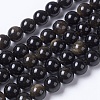 Natural Golden Sheen Obsidian Beads Strands G-K268-01-8mm-1