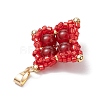 Natural Carnelian(Dyed & Heated) & Glass Seed Beaded Woven Pendants PALLOY-MZ00365-03-4