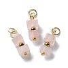 Natural Rose Quartz Cuboid Beaded Pendants STAS-C120-02G-06-1