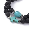 Natural Lava Rock Beads Stretch Bracelets BJEW-JB04979-01-3