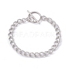 Tarnish Resistant 304 Stainless Steel Curb Chain Bracelet with Toggle Clasp for Women BJEW-E017-01P-1