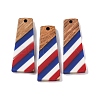 Independence Day Opaque Striped Resin & Walnut Wood Pendants RESI-U010-02A-1