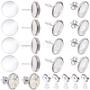 50Pcs 304 Stainless Steel Flat Round Stud Earring Settings STAS-BBC0010-39A-1
