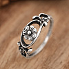 Hollow Out Oval with Flower Pattern Brass Finger Rings for Women FS-WG14675-02-1