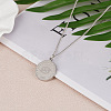 201 Stainless Steel Constellation Coin Pendant Necklace with Alloy Chains ZODI-PW0001-032D-1