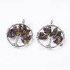 Natural Tiger Eye Pendants G-E419-07P-1