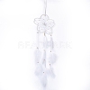 Handmade Flower Woven Net/Web with Feather Wall Hanging Decoration HJEW-A001-03B-1