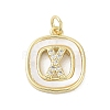 Rack Plating Brass Micro Pave Clear Cubic Zirconia Pendants KK-E102-33G-X-1