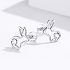 Rhodium Plated 925 Sterling Silver Bunny Stud Earrings EJEW-FF0009-08P-3