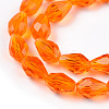 Dark Orange Faceted Glass Teardrop Beads Strands X-GLAA-R024-6x4mm-18-3