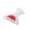Glass Seed Beaded Wine Glass Pendants PALLOY-MZ00551-4