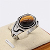 316L Surgical Stainless Steel and Natural Tiger Eye Finger Rings for Men FS-WG3E90C-39-1