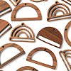 18Pcs 3 Style Walnut Wood Pendants WOOD-LS0001-43-4