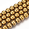 Non-magnetic Synthetic Hematite Beads Strands G-S096-12mm-2-1