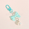 Macaron Color Plastic Bowknot and Round Pendant Keychain PW-WG57865-06-1