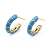 Enamel C-shape Stud Earrings EJEW-N052-05-4