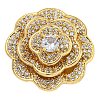 Rack Plating Brass Pave Clear Cubic Zirconia Flower Multi-Strand Links KK-Z063-16G-1