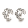 Rack Plating Brass Micro Pave Clear Cubic Zirconia Knot Cuff Earrings for Women EJEW-P280-10P-1