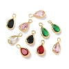 Brass with Cubic Zirconia & Glass Pendants KK-Z136-14G-1