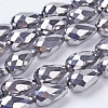 Electroplate Glass Beads Strands X-EGLA-D017-15x10mm-7-3