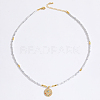 Stainless Steel Evil Eye Pendant Faceted Round Synthetic Howlite Beaded Necklaces for Women Ion Plating(IP) JF6983-4-1
