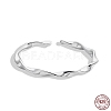 Rhodium Plated 925 Sterling Silver Twist Wave Open Cuff Rings RJEW-F150-53P-1