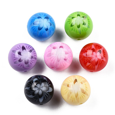 Flower Opaque Resin Beads RESI-T054-001-1