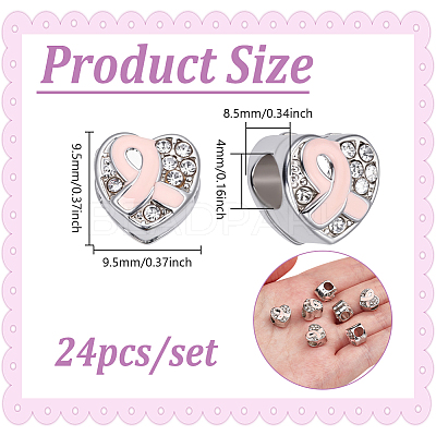 24Pcs Plated Alloy Rhinestone European Beads MPDL-NB0001-13-1