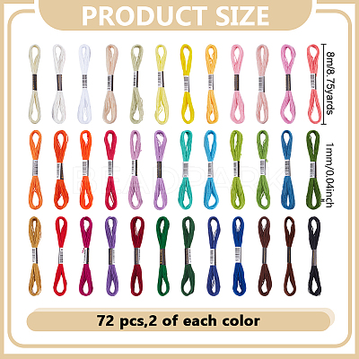 72 Bundles Polycotton Embroidery Floss OCOR-GO0001-31-1