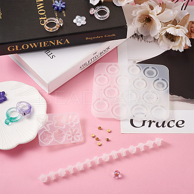 Spinning Fidget Ring & Butterfly & Shell & Flower & Starfish & Paw Print Silicone Molds Kit BY-TAC0003-08-1