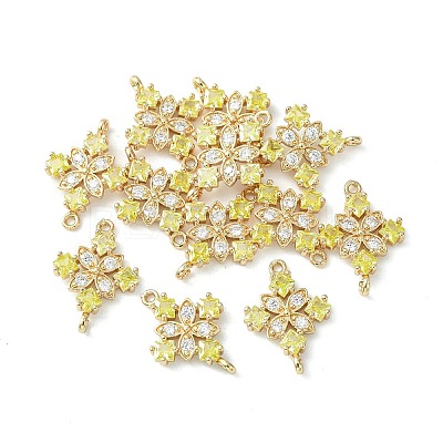 Brass Pave Cubic Zirconia Connector Charms KK-G462-45KCG-06-1