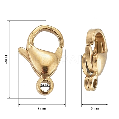 Ion Plating(IP) 304 Stainless Steel Lobster Claw Clasps X-STAS-H353-C-02G-1