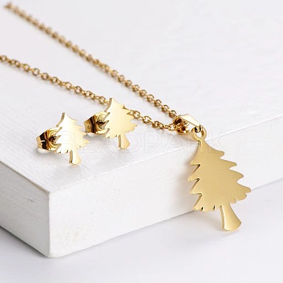 201 Stainless Steel Pendant Necklace & Stud Earring Sets FS-WGB816B-15-1