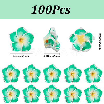 100Pcs Handmade Polymer Clay 3D Flower Plumeria Beads CLAY-SC0002-48B-1
