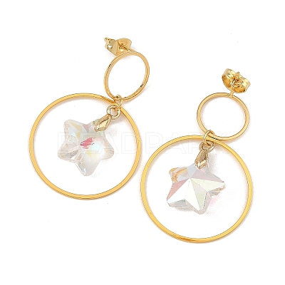 Brass Dangle Stud Earring for Women EJEW-JE07353-1
