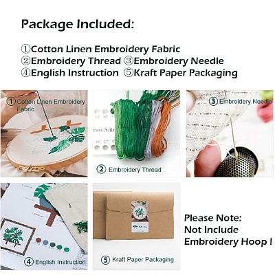 Flower Pattern DIY Embroidery Kit DIY-P077-027-1