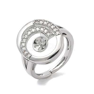 Brass Micro Pave Cubic Zirconia Adjustable Cup Peg Ring Settings KK-B166-03P-1