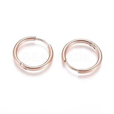 Ion Plating(IP) 304 Stainless Steel Huggie Hoop Earrings EJEW-F111A-19mm-RG-1