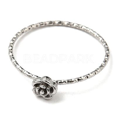 Non-Tarnish 304 Stainless Steel Rose Flower Finger Ring RJEW-P090-01P-1